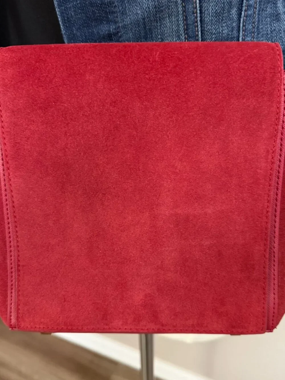 White House Black Market Leather Suede Crossbody Purse - Picture 10 of 14